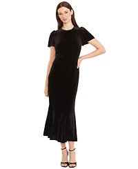 Maggy London Women's Short Sleeve Velvet Midi Dress