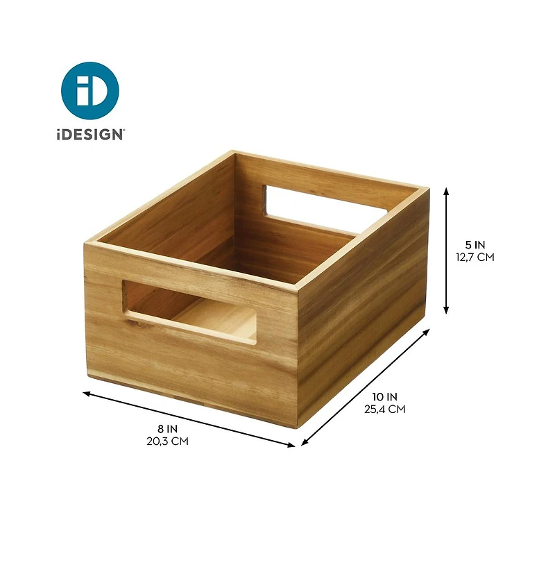 iDesign Acacia Wood Pantry Bin with Handles - Set of 2 - Natural