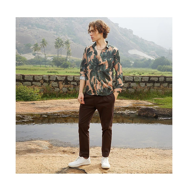 Campus Sutra Men's Artistic Botanical Shirt