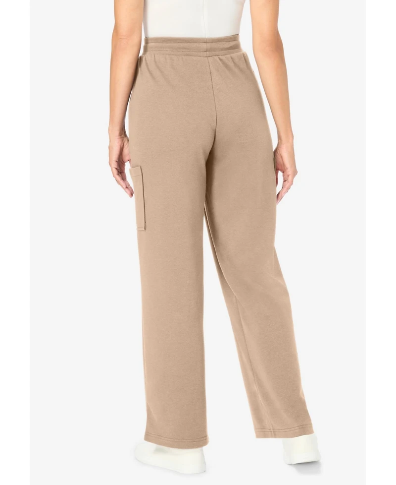 Woman Within Women's Knit Pull-On Drawstring Cargo Pants