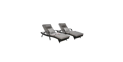 Flynama 76 Inch Wicker Reclining Lounge Chair Set of 2 with 600lb Capacity
