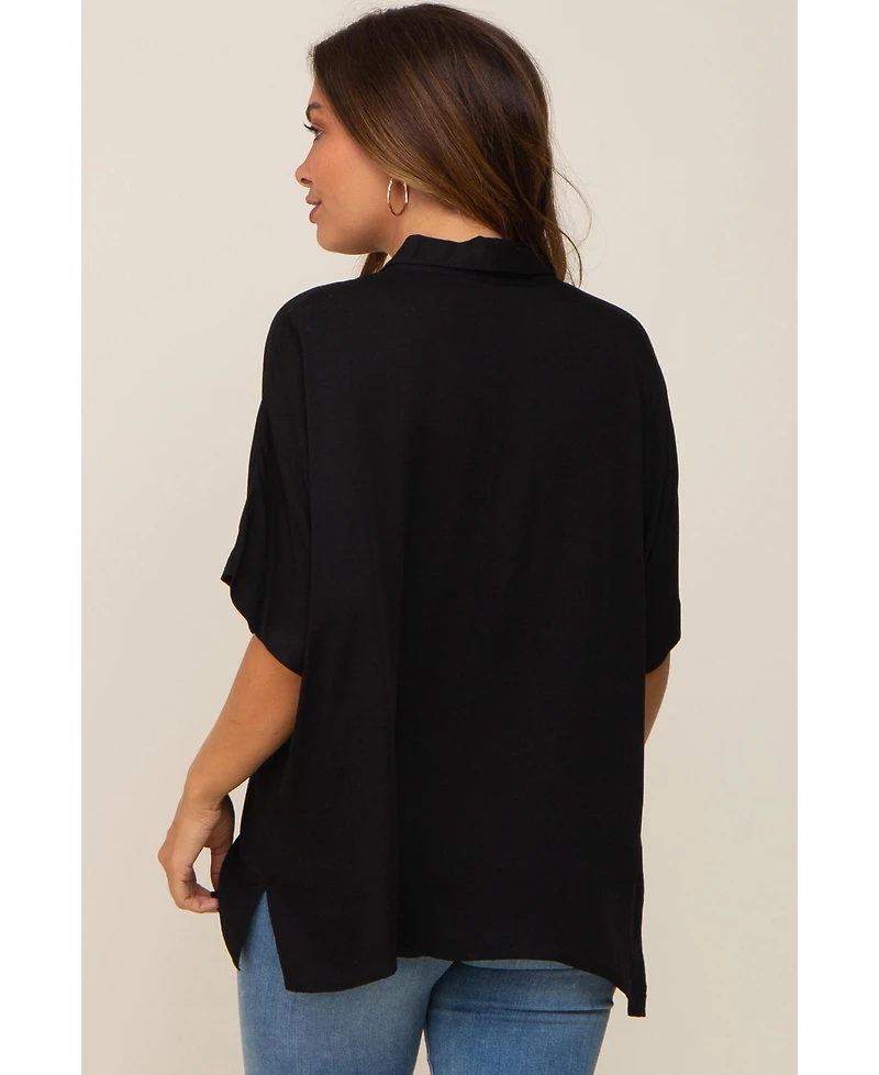 Pinkblush Maternity Black Button Up Dolman Short Sleeve Top