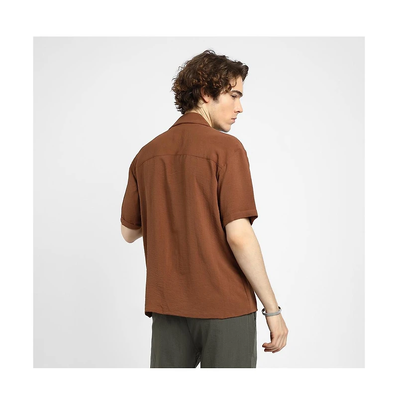 Campus Sutra Men's Panel-Pleat Oversized Shirt