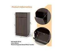 Casainc 10-Gallon Woodgrain Tilt-Out Trash Can Cabinet with Wave-Textured Drawer & Pull-Out Bin