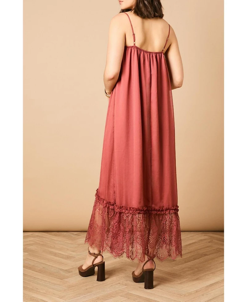 Oasis Babydoll Floaty Lace Detail Maxi Dress
