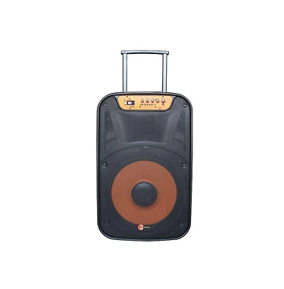RadioShack 120W 15 inch Party Tower Pa Speaker with Lights, Fm Radio, and Rechargeable Battery and Wheels For Mobility 4001945