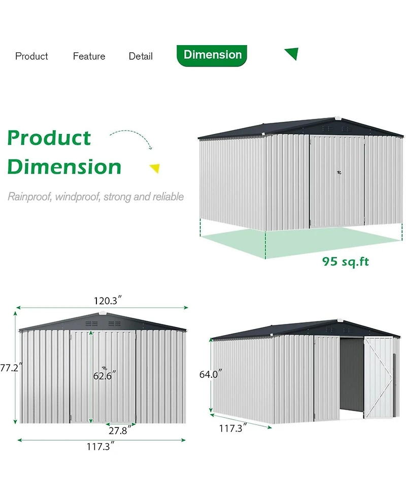 Aecojoy 10'x10' Outdoor Storage Shed