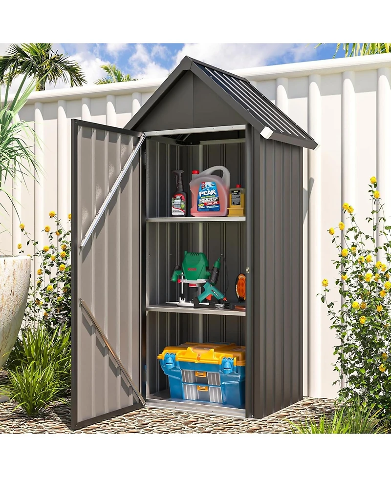 Aecojoy Vertical Outdoor Storage Cabinet with 2 Removeable Shelves