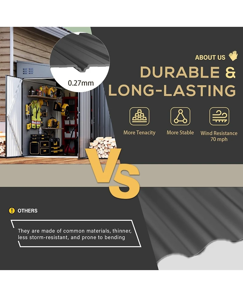 Aecojoy 8'x10' Lean to Shed Outdoor Storage Shed