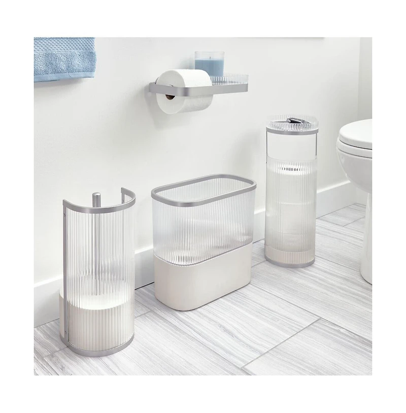 iDesign Plastic Bathroom Trash Can with Storage for Toiler Paper - Clear/Satin