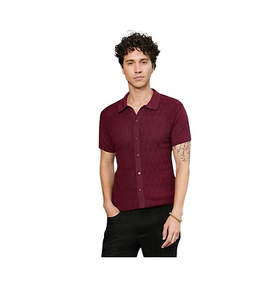 Campus Sutra Men's Argyle-Knit Slim-Fit Shirt