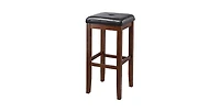 Set of 2 Vintage Mahogany Bar Stools with Upholstered Seat