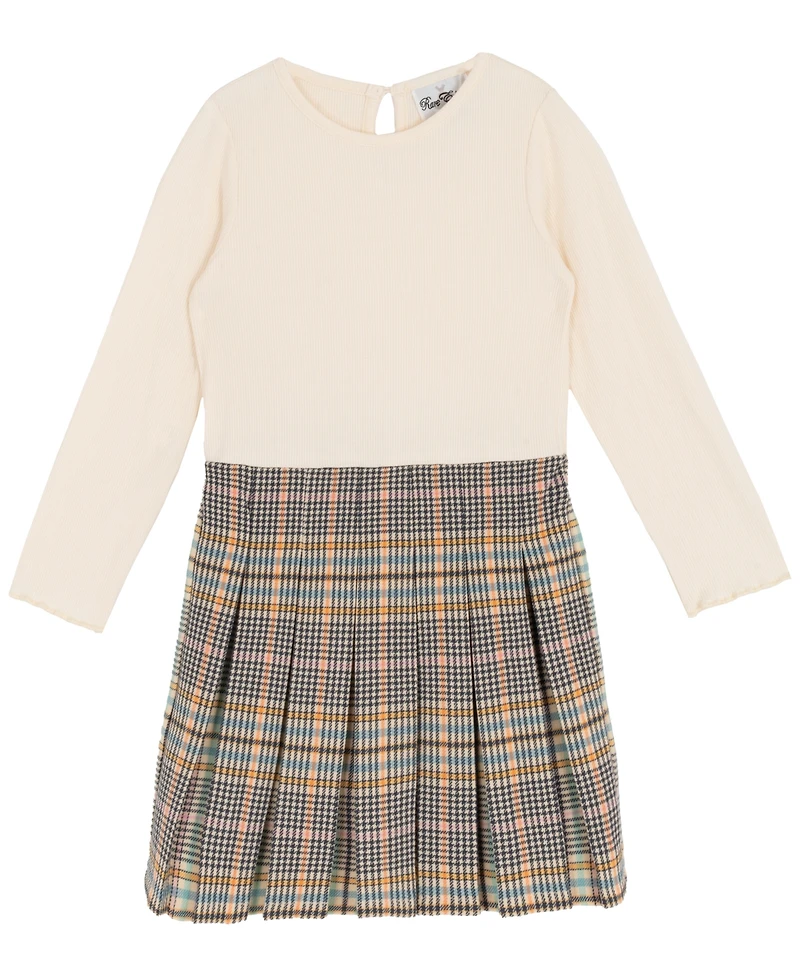 Rare Editions Little Girls' Plaid Skort Dress with Cable Knit Vest, 2 pc
