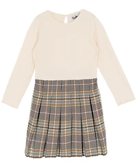 Rare Editions Little Girls' Plaid Skort Dress with Cable Knit Vest, 2 pc