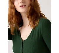 Levi's Women's Muse Ribbed Long-Sleeve Button-Up Top