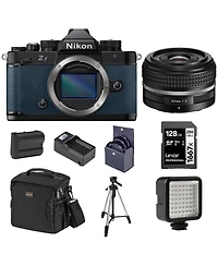Nikon Z f Mirrorless Camera, Blue with Nikkor Z 40mm f/2 Se Lens, Bundle with Battery, 128GB Memory Card, W49 Mini Led Light and Tripod