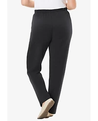 Woman Within Women's 7-Day Knit Ribbed Straight Leg Pant