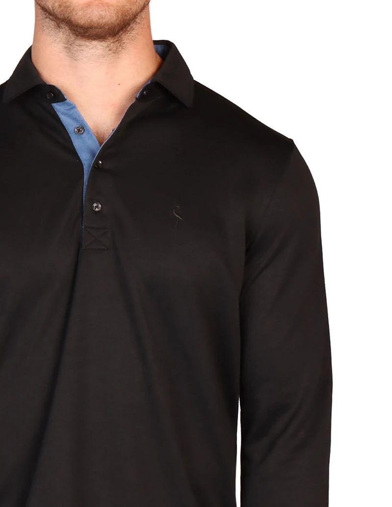 Tailorbyrd Men's Solid Modal Long Sleeve Polo