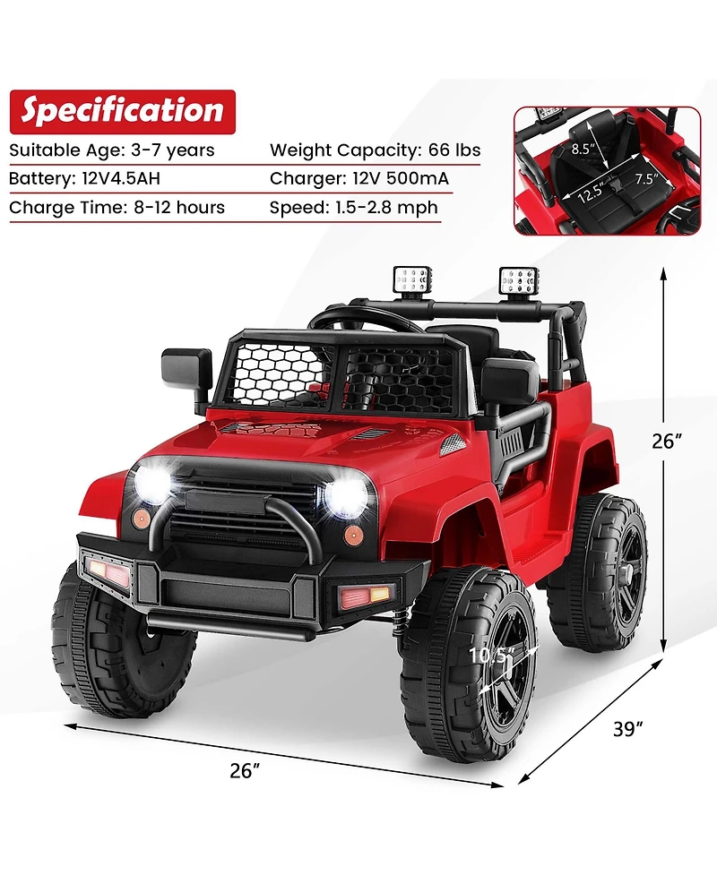 12V Kids Ride On Truck Car Electric Vehicle Remote with Music & Light