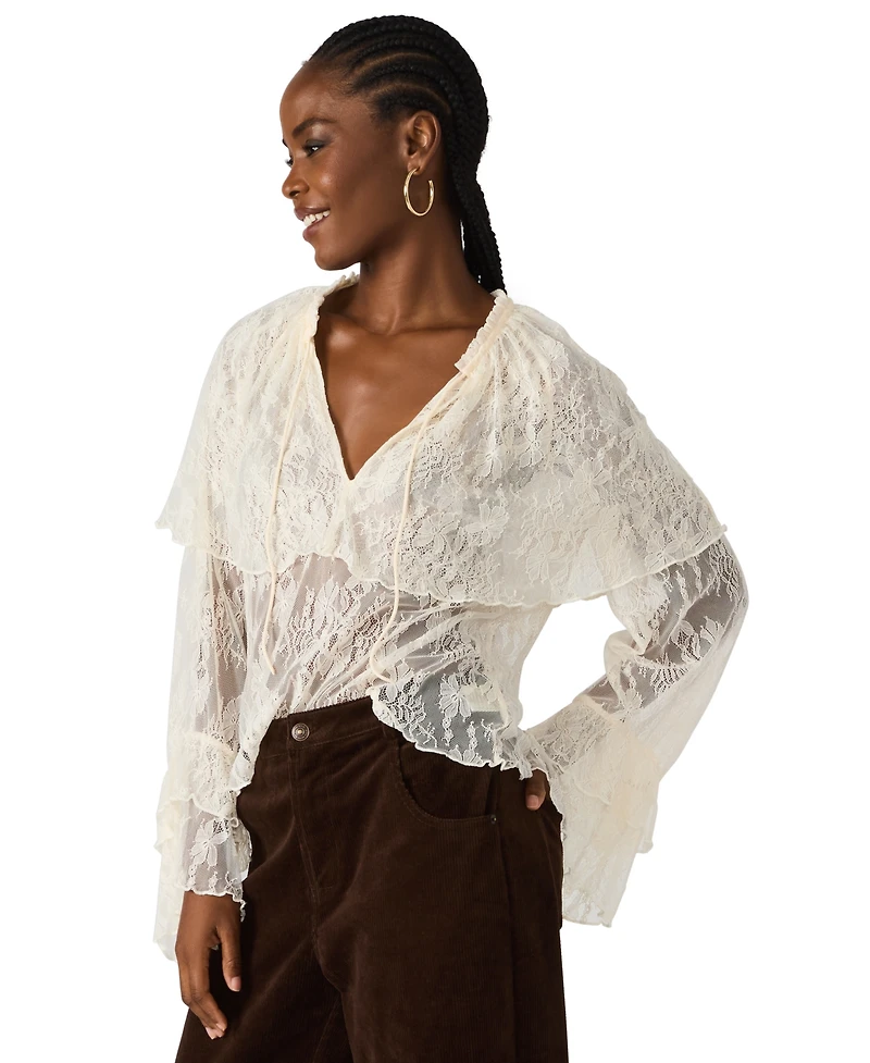 Steve Madden Women's Saylor Ruffle V-Neck Top