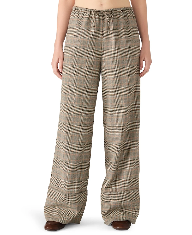Steve Madden Women's Idra Plaid Detail Pull-On Pants