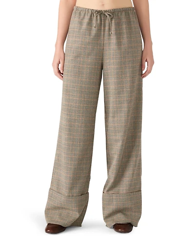Steve Madden Women's Idra Plaid Detail Pull-On Pants