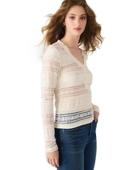 Steve Madden Women's Caterina V-Neck Henley Top