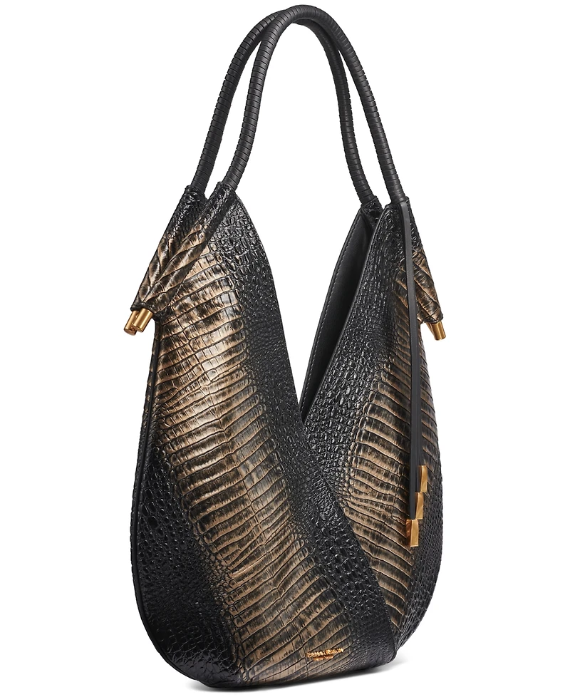Donna Karan New York Women's Baldwin Metallic Croco Medium Shoulder Bag