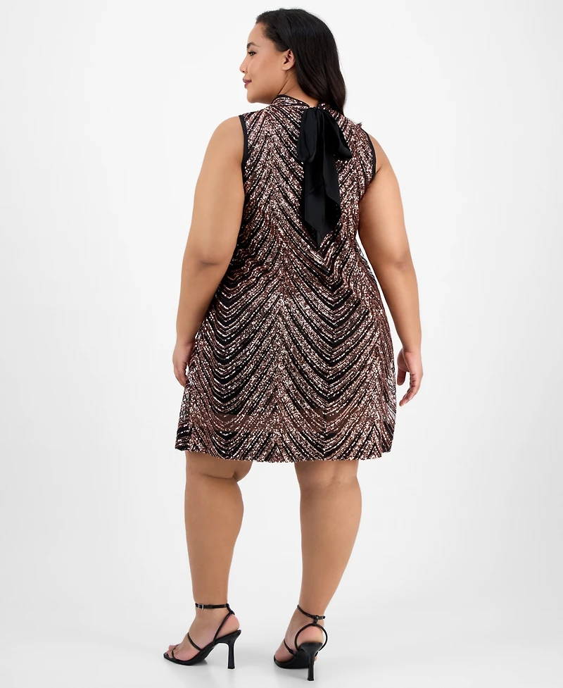 Robbie Bee Plus Sequin Bow-Back Sleeveless Shift Dress