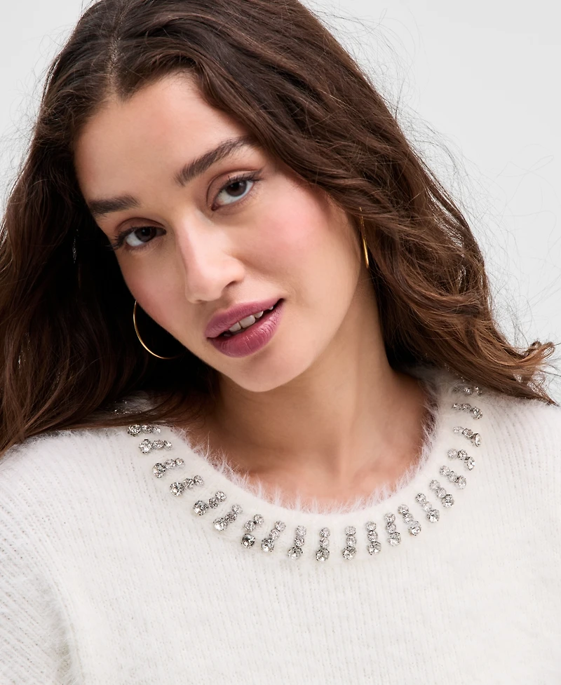 Guess Women's Arisa Rhinestone-Trim Sweater