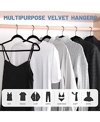 17.5 Inch Black Hook Velvet Hangers 60 Pack