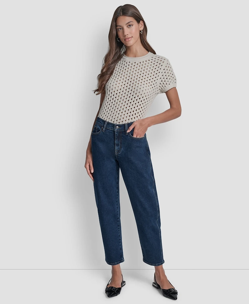 Dkny Jeans Petite Mid-Rise Barrel-Leg