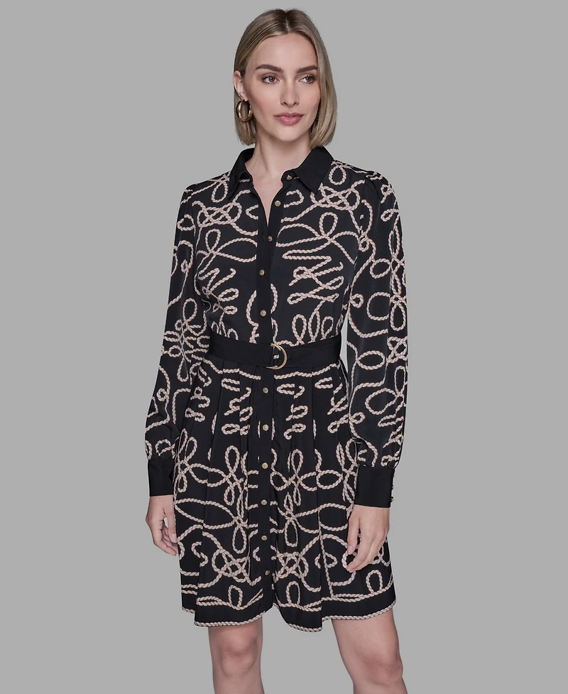 Karl Lagerfeld Paris Women's Printed Long Sleeves Dress