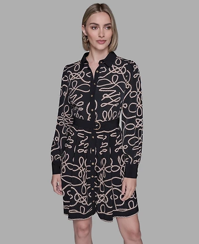 Karl Lagerfeld Paris Women's Printed Long Sleeves Dress