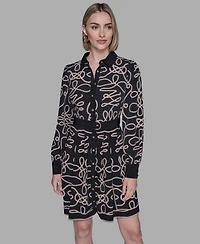 Karl Lagerfeld Paris Women's Printed Long Sleeves Dress