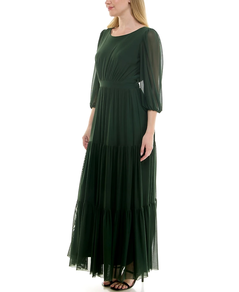 Taylor Women's Scoop Neck Tiered A-Line Dress