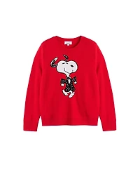 Chinti & Parker Women's Wool-Cashmere Crewneck Dancing Snoopy Sweater