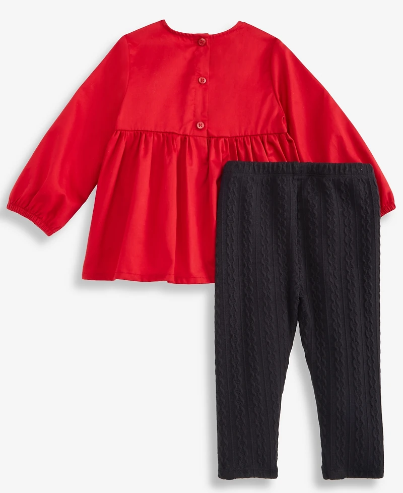 First Impressions Baby Girls Cotton Long-Sleeve Big-Bow Top & Pants, Macy's Exclusive