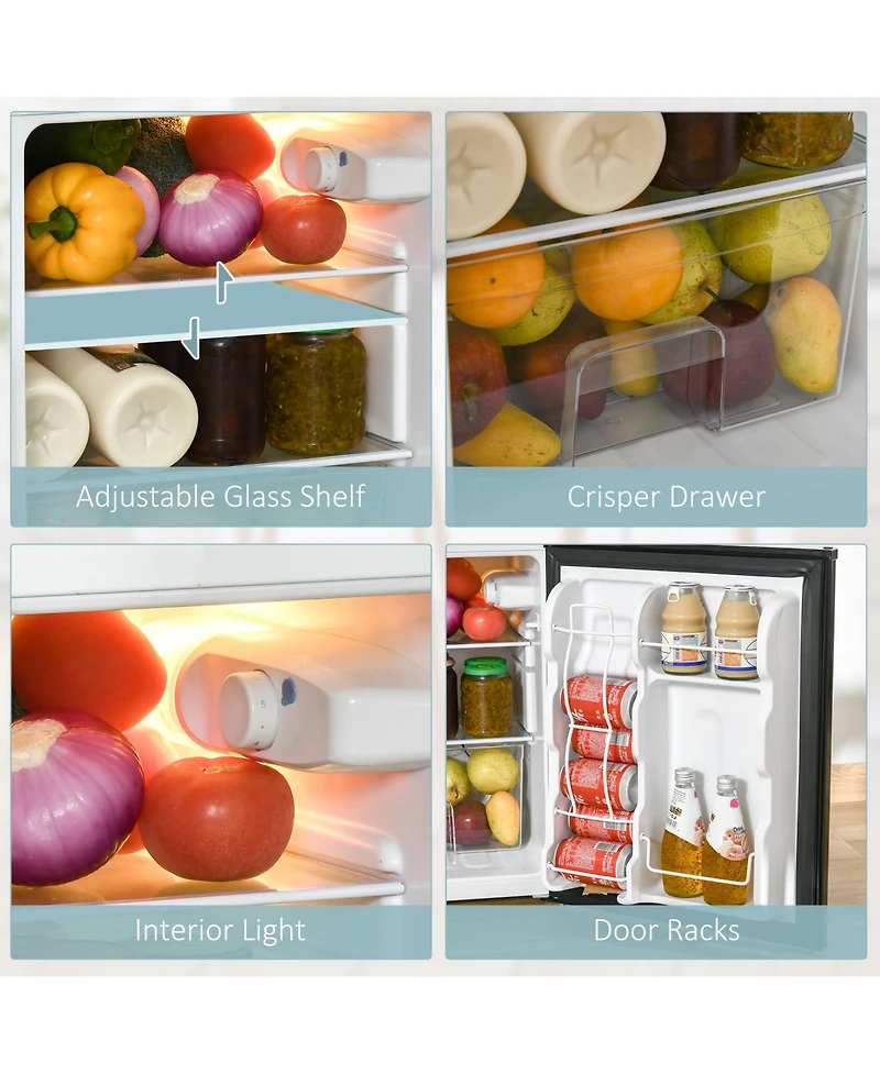 Homcom 3.2 Cu.Ft Mini Fridge with Freezer and Adjustable Shelf