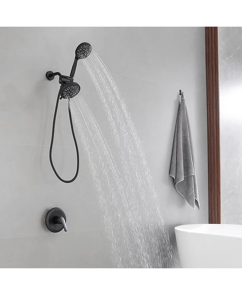 Greenspring Single-Handle 1-Spray Round Rain Shower Faucet Combo Set with Dual Function Pressure Balance Valve in Brushed Nickel