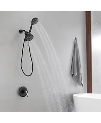 Greenspring Single-Handle 1-Spray Round Rain Shower Faucet Combo Set with Dual Function Pressure Balance Valve in Brushed Nickel