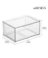 mDesign Plastic Wide Stackable Kitchen Storage Organizer, Drawer, 4 Pack, Clear