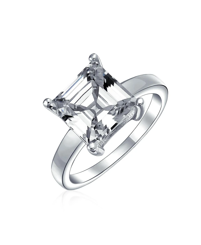 Bling Jewelry Classic 3CT Cz Square Asscher Cut Cubic Zirconia Solitaire Promise Ring Sterling Silver