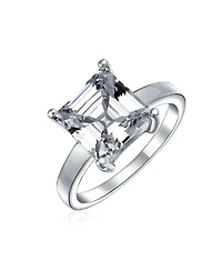 Bling Jewelry Classic 3CT Cz Square Asscher Cut Cubic Zirconia Solitaire Promise Ring Sterling Silver