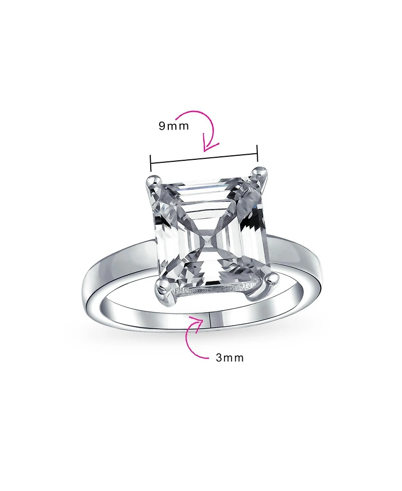 Bling Jewelry Classic 3CT Cz Square Asscher Cut Cubic Zirconia Solitaire Promise Ring Sterling Silver