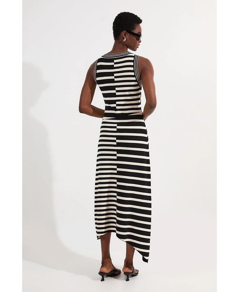Karen Millen Stripe Sleeveless Knitted Midi Dress