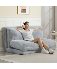 Homcom Bean Bag Floor Sofa Bed, Plush Folding Floor Mattress, Light