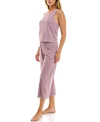 Roudelain Women's 2-Piece Contrast Binding Sleeveless T-Shirt and Pajama Set
