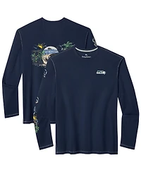 Tommy Bahama Men's College Navy Seattle Seahawks Oasis Endzone Lux Long Sleeve T-Shirt
