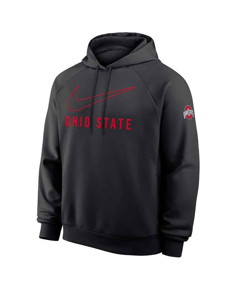 Nike Men's Black Ohio State Buckeyes Premium Raglan Performance Pullover Hoodie